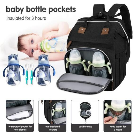 Large Diaper Bag Backpack Waterproof Baby Travel Bag with Changing Pad and USB - Picture 3 of 7